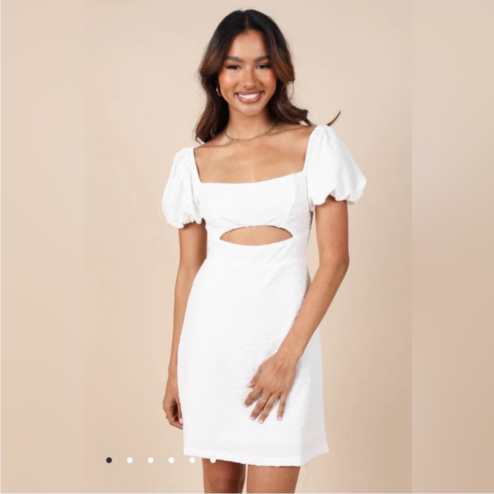 Petal & Pup Baxie White Sheath Mini Dress Square Neck